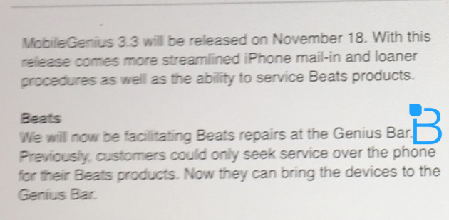 Apple to Facilitate Beats Repairs at the Genius Bar Starting November 18th?