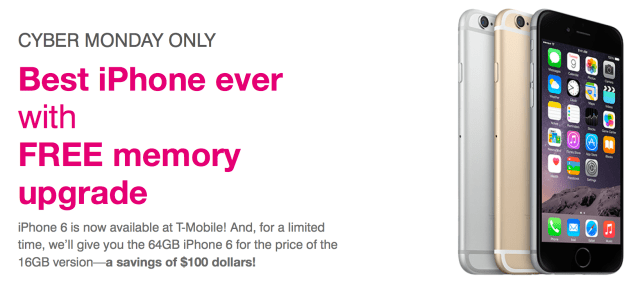 T-Mobile Offers Free Storage Upgrade on iPhone 6, 5s, 5c for Cyber Monday