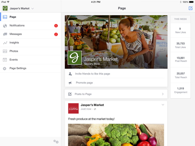 Facebook Pages Manager App Gets Updated With a New Design for iPad