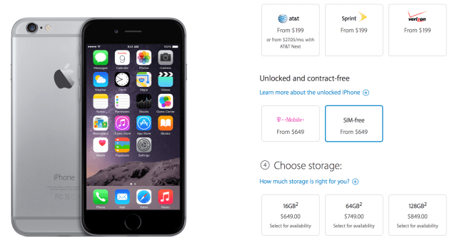 Apple Begins Selling Sim-Free Unlocked iPhone 6 and 6 Plus in the U.S.