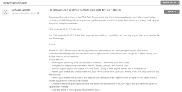 Apple Releases Public Beta of OS X Yosemite 10.10.3 With New Photos App