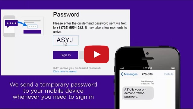 Yahoo Announces On-Demand Passwords That Are Texted to Your Phone [Video]