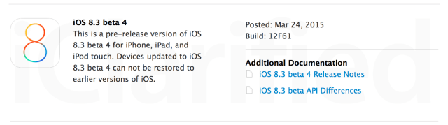 Apple Seeds iOS 8.3 Beta 4 to Developers, Second iOS 8.3 Beta to Public Testers