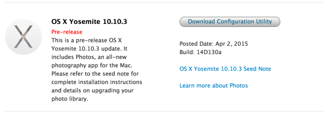 Apple Releases Seventh Beta of OS X Yosemite 10.10.3 for Testing