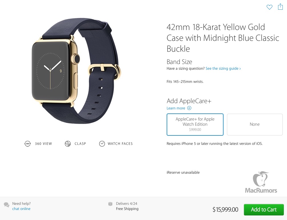 AppleCare+ Pricing for Apple Watch Revealed?