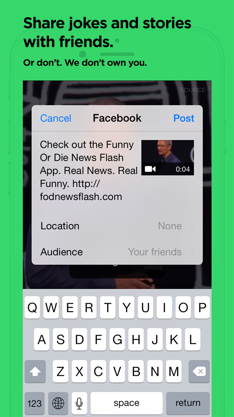 Funny Or Die News Flash App Released for iPhone