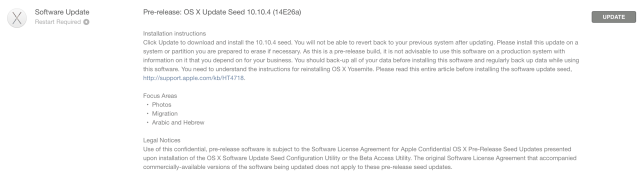 Apple Releases Fourth Beta Seed of OS X Yosemite 10.10.4