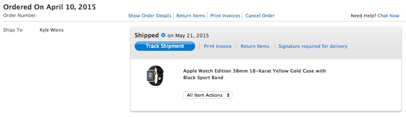 Apple Starts Shipping the Gold Apple Watch Edition