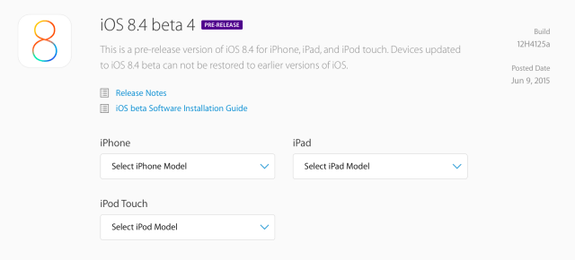 Apple Releases iOS 8.4 Beta 4 to Developers for Testing