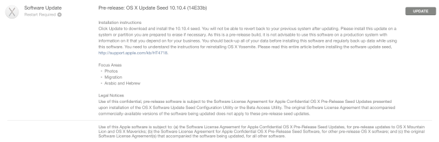 Apple Releases Fifth Beta Seed of OS X Yosemite 10.10.4