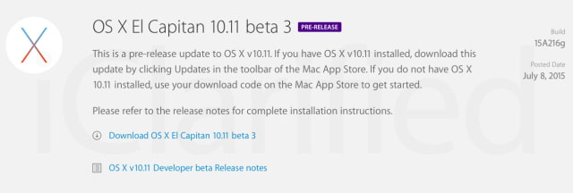 Apple Releases OS X El Capitan 10.11 Beta 3 to Developers for Testing
