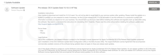 Apple Releases Second Beta of OS X Yosemite 10.10.5 to Developers