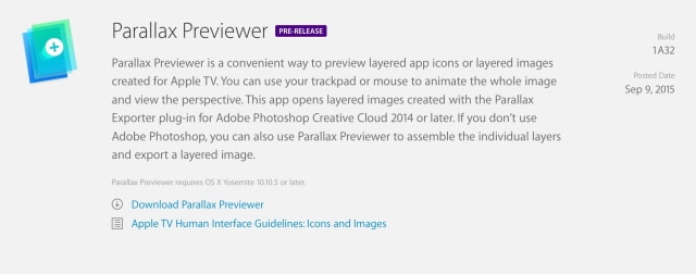 Apple Posts tvOS Beta, tvOS SDK Beta, and Parallax Previewer for Developer Download
