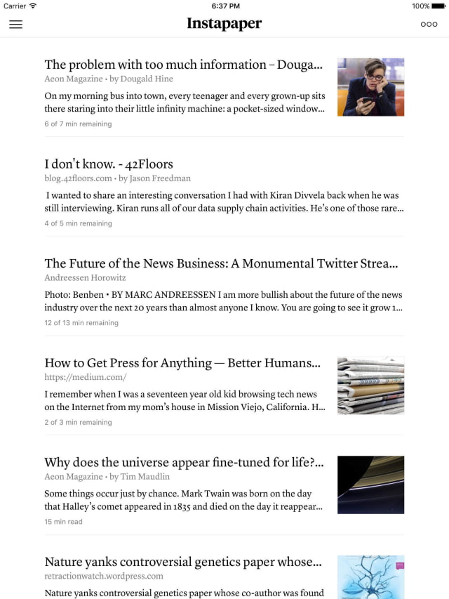 Instapaper Gets iOS 9 iPad Multitasking Support, Picture-in-Picture for Video, More