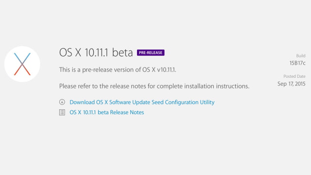 Apple Releases First Beta of OS X El Capitan 10.11.1 to Developers