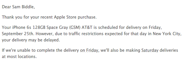 Apple Informs Customers That iPhone 6s Deliveries May Be Delayed By Pope Visit