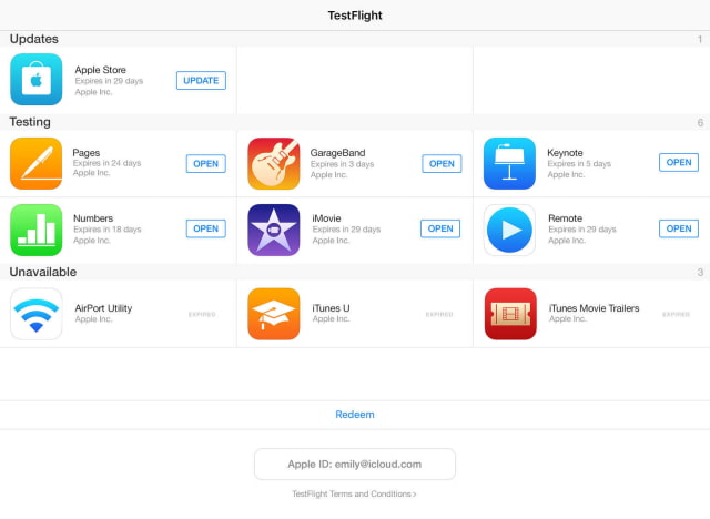 Apple Updates TestFlight App With Support for tvOS Apps, Redemption Codes