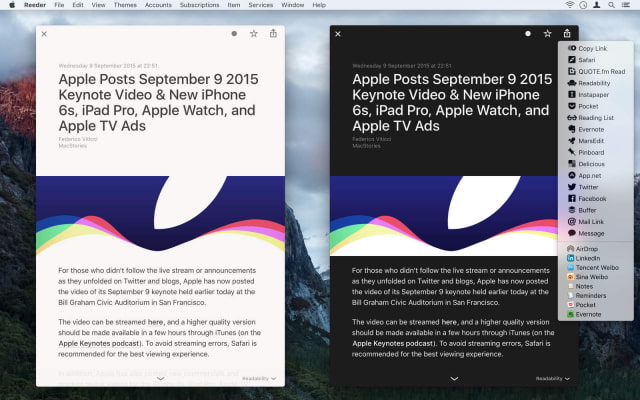 Reeder 3 Gets Support for OS X El Capitan With Updated UI, Sharing Extensions, More