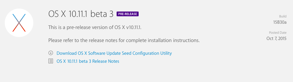 Apple Releases OS X 10.11.1 El Capitan Beta 3 to Developers