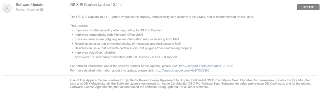 Apple Releases OS X El Capitan 10.11.1 With New Emojis, Improved Compatibility with Microsoft Office 2016, More