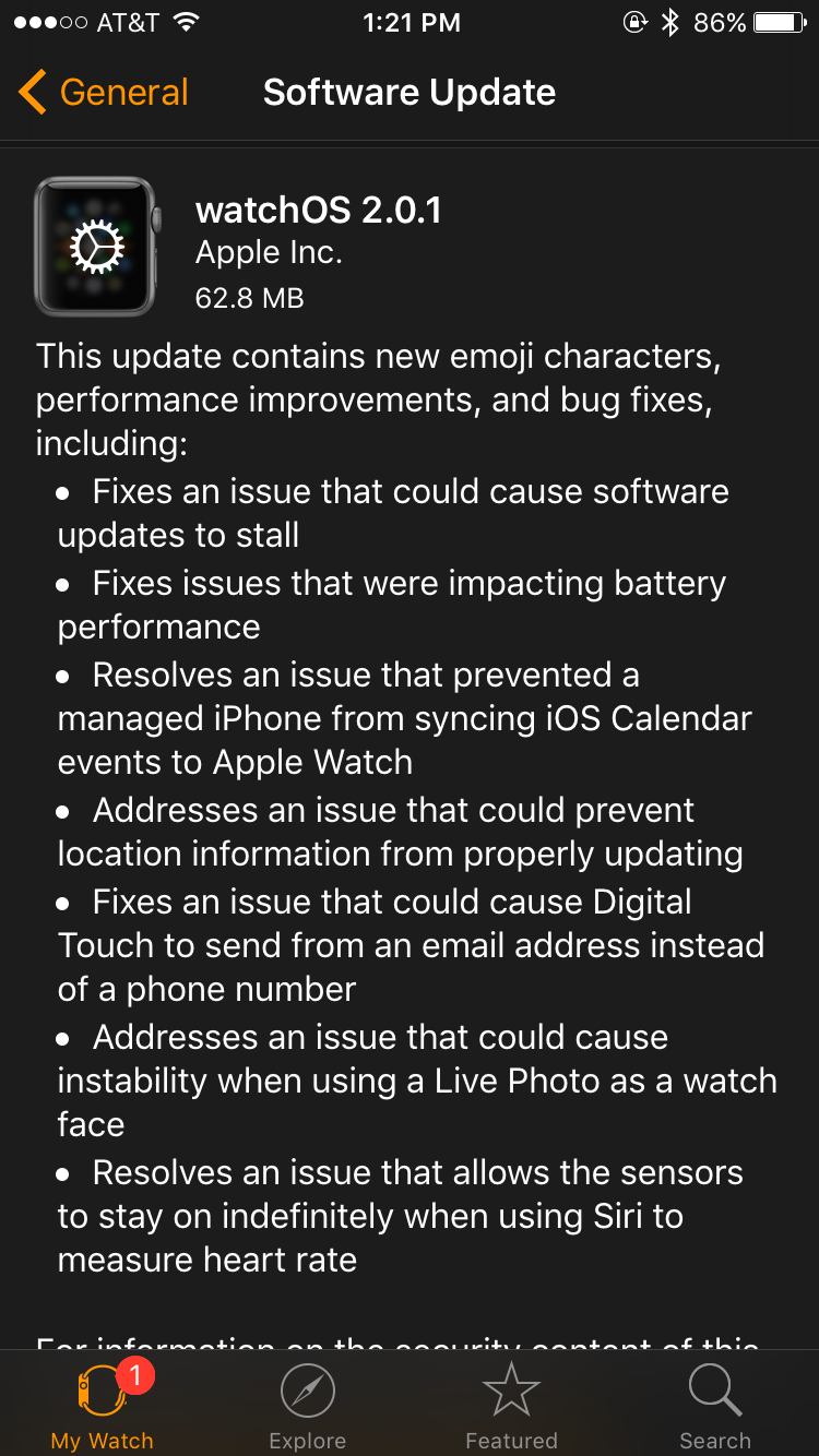 Apple Releases watchOS 2.0.1 Bringing New Emojis, Bug Fixes, Performance Improvements