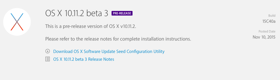 Apple Seeds OS X El Capitan 10.11.2 Beta 3 to Developers