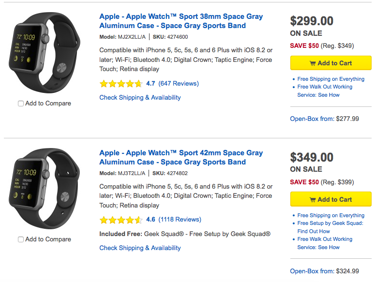 Best Buy Discounts the Apple Watch by $50