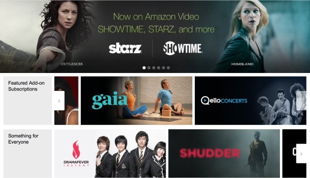 Amazon Video Gets Add-On Subscriptions Including SHOWTIME, STARZ, A+E, Others
