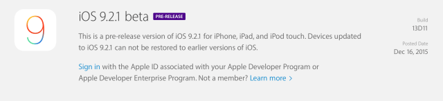 Apple Seeds First Beta of iOS 9.2.1 to Developers