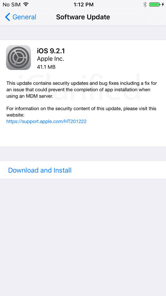 Apple Releases iOS 9.2.1 for iPhone, iPad, iPod Touch