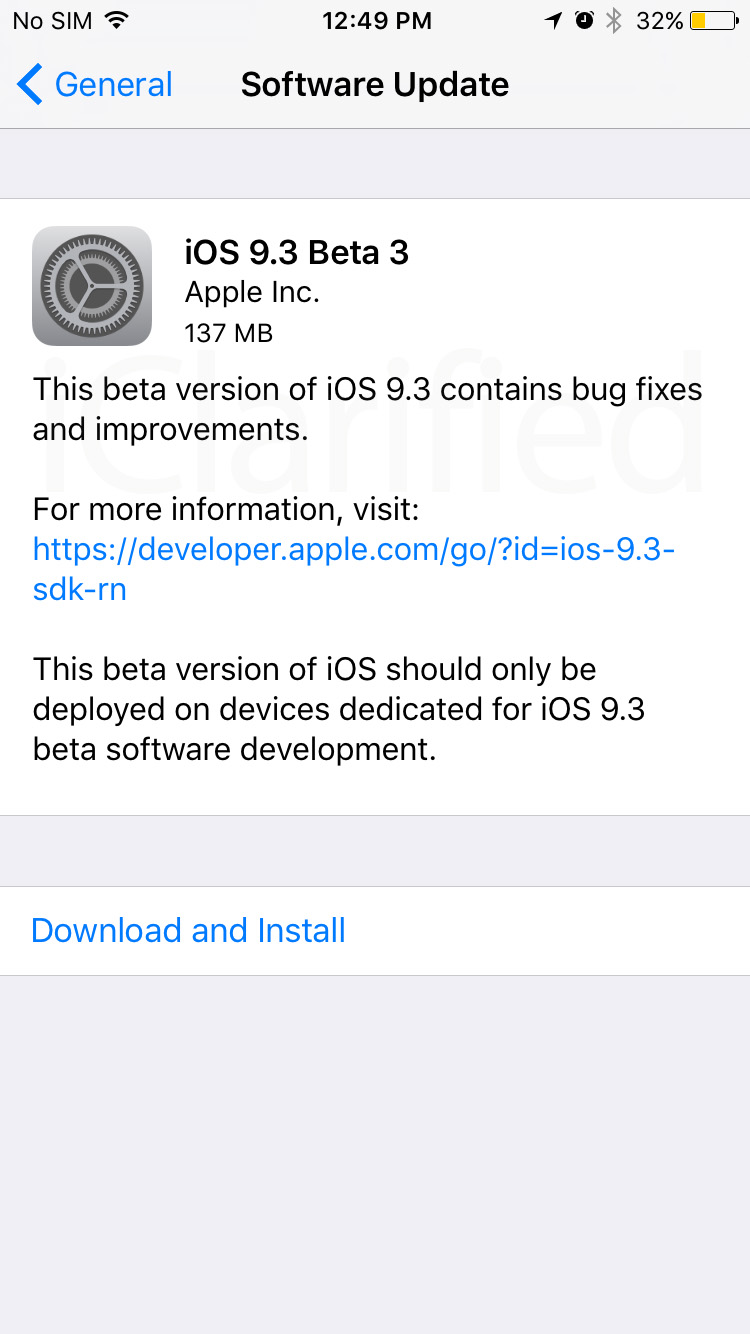 Apple Releases iOS 9.3 Beta 3 to Developers