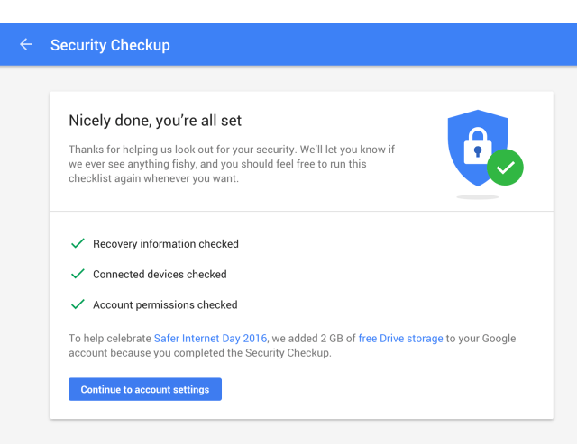 Google Offers 2GB of Extra Google Drive Storage to Users Who Complete Security Checkup