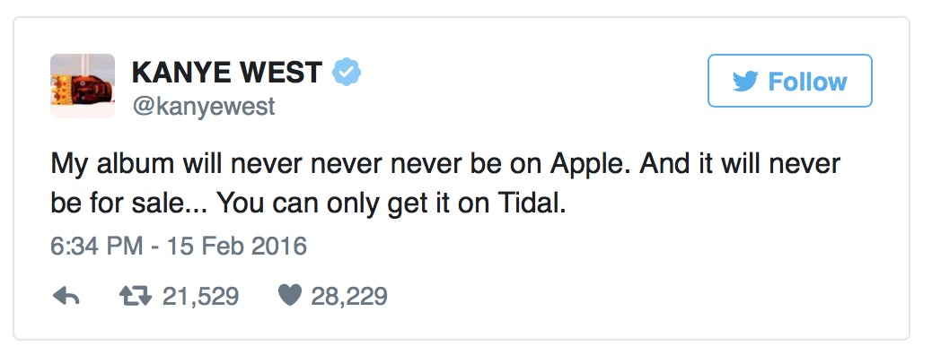 Kanye West: &#039;My Album Will Never Never Never be on Apple&#039;