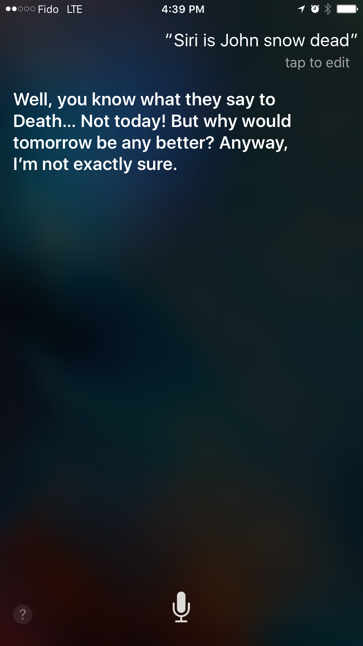 Siri&#039;s Response to the Question: &#039;Is Jon Snow Dead?&#039;