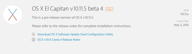 Apple Releases iOS 9.3.2 Beta 4, OS X El Capitan 10.11.5 Beta 4, tvOS 9.2.1 Beta 4