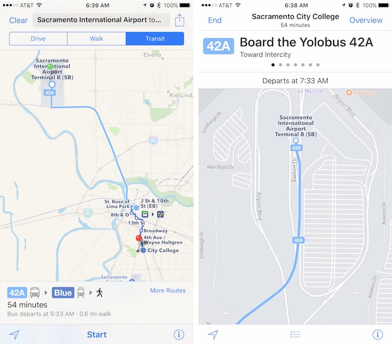 Apple Maps Updated With Transit Directions for Sacramento, California