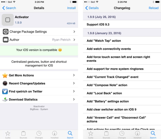 Activator Now Supports iOS 9.3