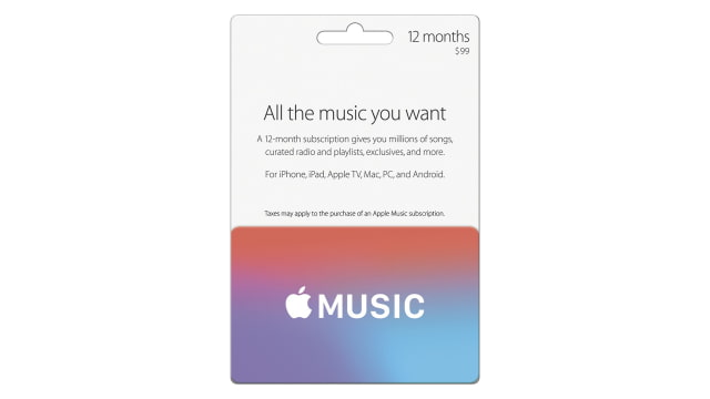 Apple Offers Discounted 12 Month Apple Music Subscription for $99 via Gift Card