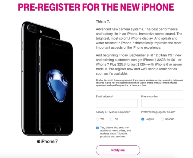 T-Mobile Offers Free iPhone 7 With iPhone 6/6s Trade-In