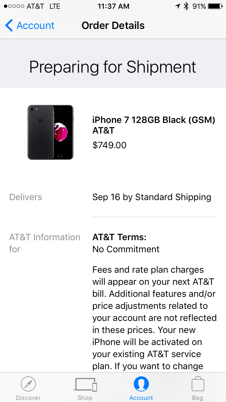 How do you check your order status with AT&T?