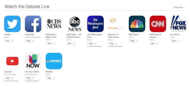 Apple Highlights Apps to Watch the First Presidential Debate Live