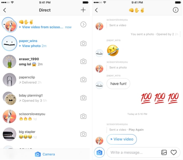 Instagram Direct Text and Reshares Now Appear in Same Thread as Disappearing Photos and Video
