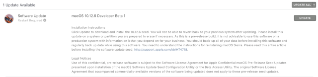 Apple Seeds macOS Sierra 10.12.6 Beta 1 to Developers [Download]