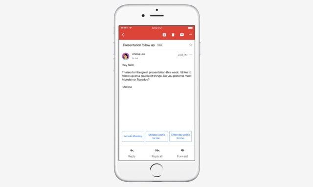 Google Announces Smart Reply is Coming to Gmail for iOS and Android