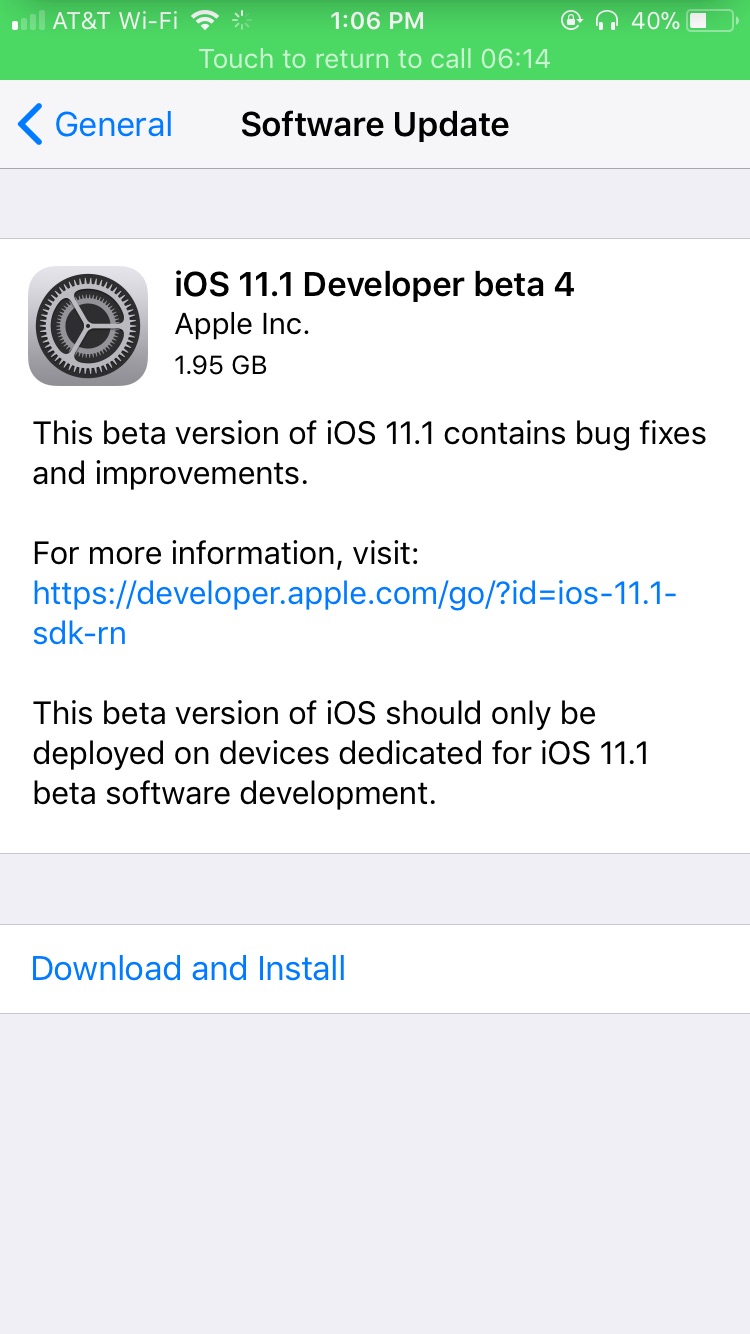 Apple Releases iOS 11.1 Beta 4 to Developers [Download]