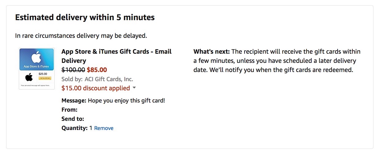 Get $15 Off a $100 iTunes Gift Card [Deal]