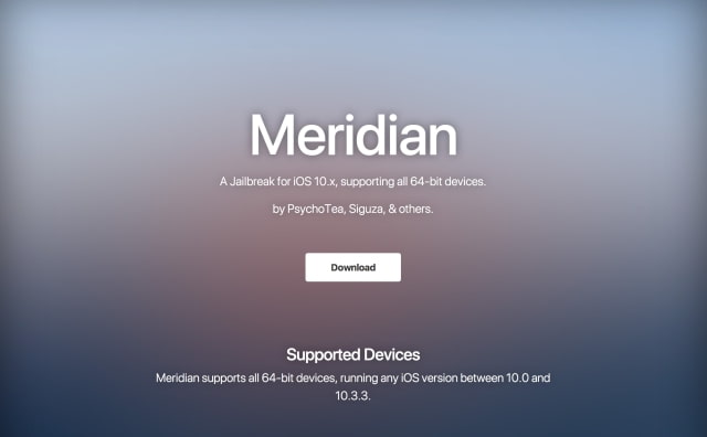 Meridian Jailbreak Released for All 64-Bit Devices Running iOS 10.x