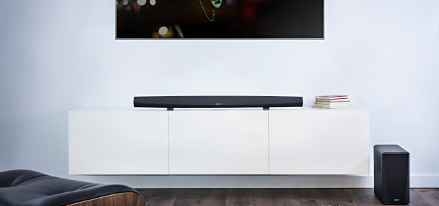 Denon HEOS Cinema HS2 Soundbar and Subwoofer Features AirPlay 2 Support and Alexa Integration