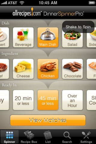 Allrecipes.com Launches Dinner Spinner Pro for iPhone