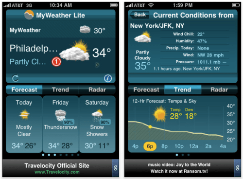 Only Free iPhone Weather App with Push Notifications